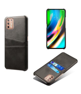 Ksq Zwart Pasjeshouder Faux Lederen Hoesje Motorola Moto G9 Plus