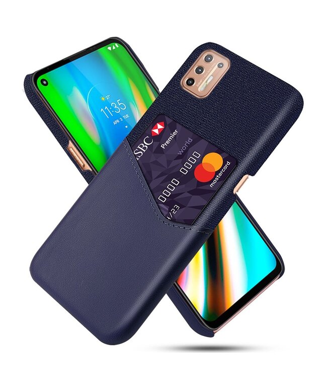 Ksq KSQ Blauw Pasjeshouder Faux Lederen Hoesje voor de Motorola Moto G9 Plus