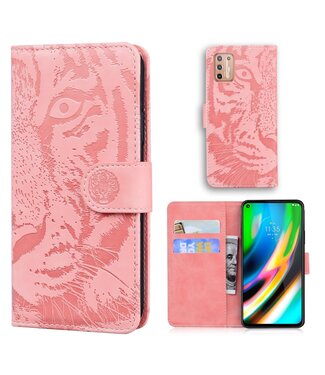 Roze Tijger Bookcase Hoesje Motorola Moto G9 Plus