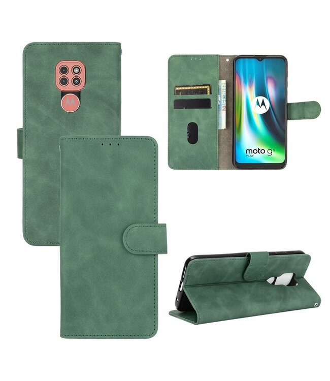 Groen Skin Touch Bookcase Hoesje voor de Motorola Moto G9 Play