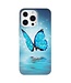 Blauwe Vlinder Lichtgevend TPU Hoesje voor de iPhone 13 Pro Max