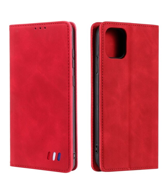 Rood Skin Touch Bookcase Hoesje voor de iPhone 13 Pro Max