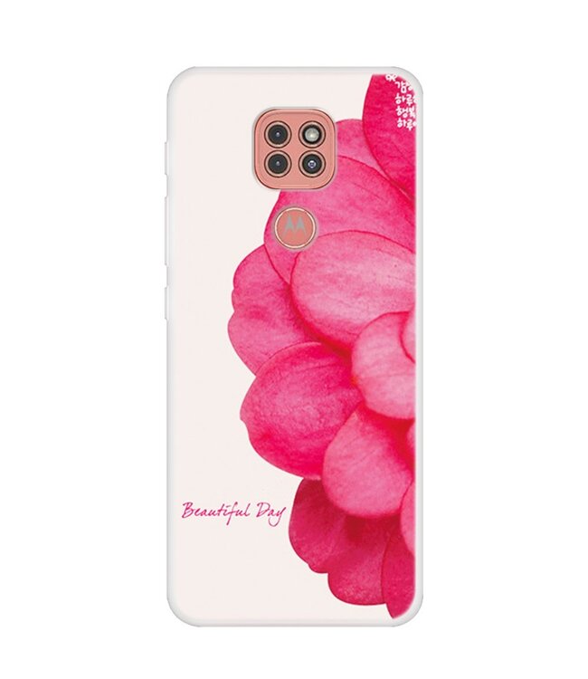 Roze Bloem TPU Hoesje voor de Motorola Moto G9 Play