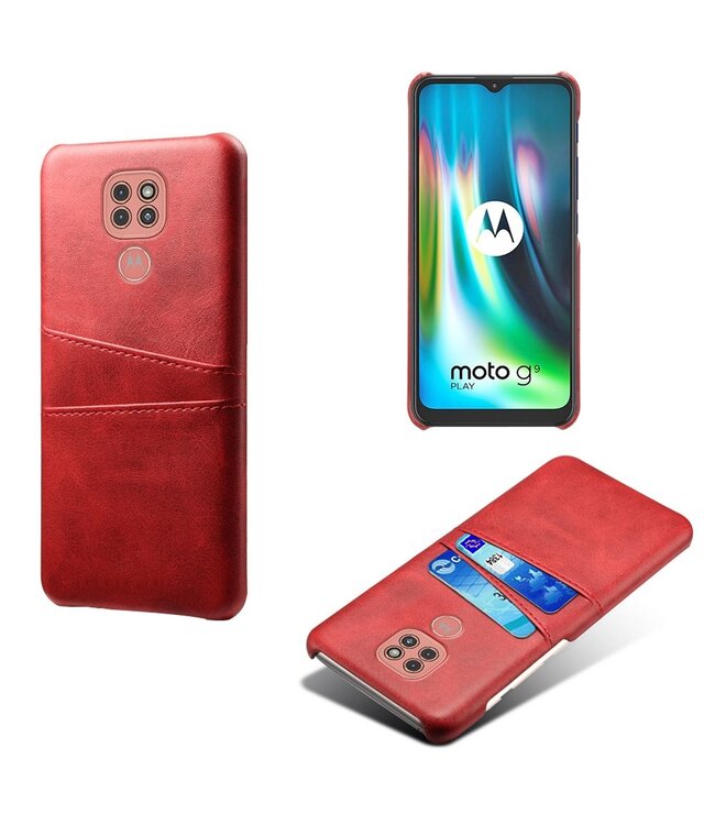 Ksq KSQ Rood Pasjeshouder Faux Lederen Hoesje voor de Motorola Moto G9 Play