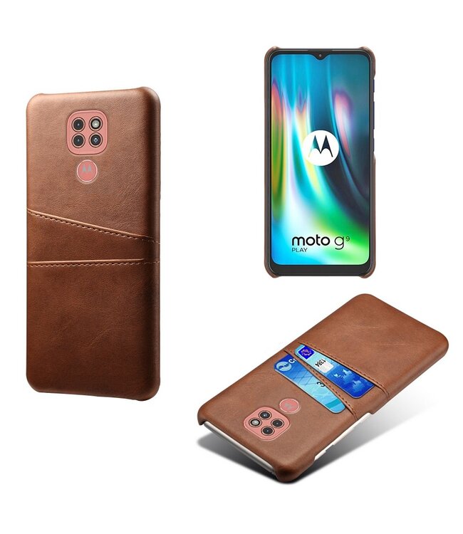 Ksq KSQ Bruin Pasjeshouder Faux Lederen Hoesje voor de Motorola Moto G9 Play