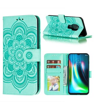 Cyaan Mandala Bookcase Hoesje Motorola Moto G9 Play