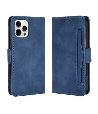 Blauw Pasjeshouder Bookcase Hoesje iPhone 13 Pro Max