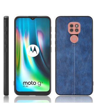Blauw Faux Lederen Hybrid Hoesje Motorola Moto G9 Play