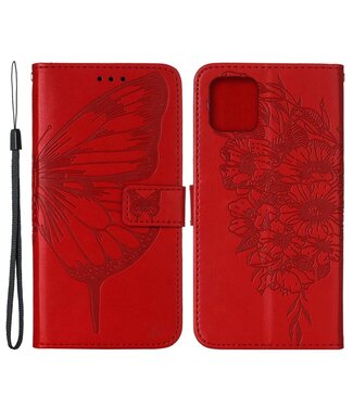 Rood Vlinder Bookcase Hoesje iPhone 13 Mini