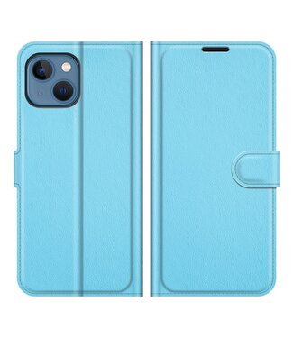 Blauw Lychee Bookcase Hoesje iPhone 13 Mini