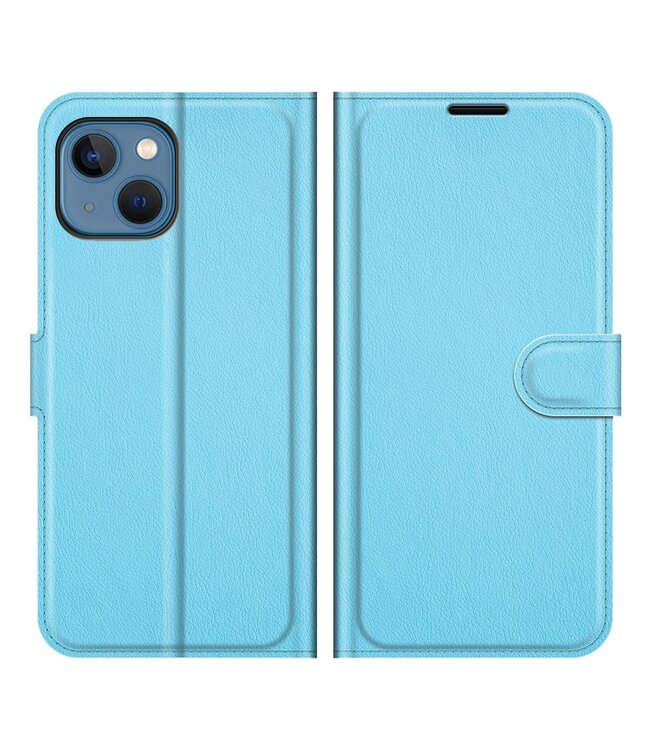 Blauw Lychee Bookcase Hoesje voor de iPhone 13 Mini