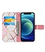 Roze / Wit Marmer Bookcase Hoesje voor de iPhone 13 Mini