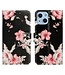 Roze Bloemen Bookcase Hoesje voor de iPhone 13 Mini