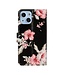 Roze Bloemen Bookcase Hoesje voor de iPhone 13 Mini