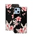 Roze Bloemen Bookcase Hoesje voor de iPhone 13 Mini