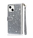 Grijs Glitter Bookcase Hoesje voor de iPhone 13 Mini