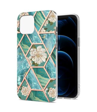 Groen Marmer En Bloemen TPU Hoesje iPhone 13 Mini