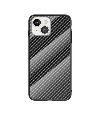 Zwart Carbon Hardcase Hoesje iPhone 13 Mini