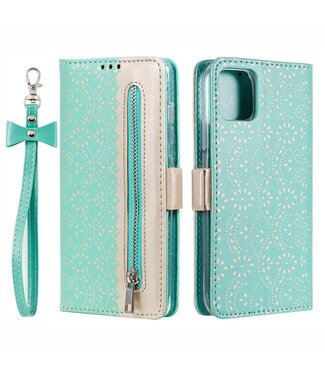 Blauw Kant Wallet Bookcase Hoesje iPhone 13