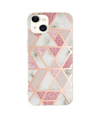 Roze / Wit Marmer TPU Hoesje iPhone 13