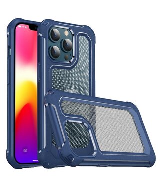 Blauw Carbon Hardcase Hoesje iPhone 13