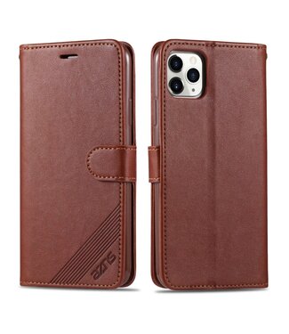 Azns Bruin Faux Lederen Bookcase Hoesje iPhone 13