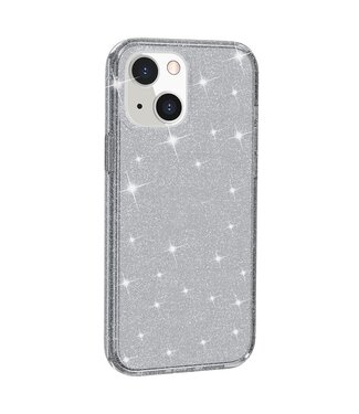 Transparant Zwart Glitter Hybrid Hoesje iPhone 13