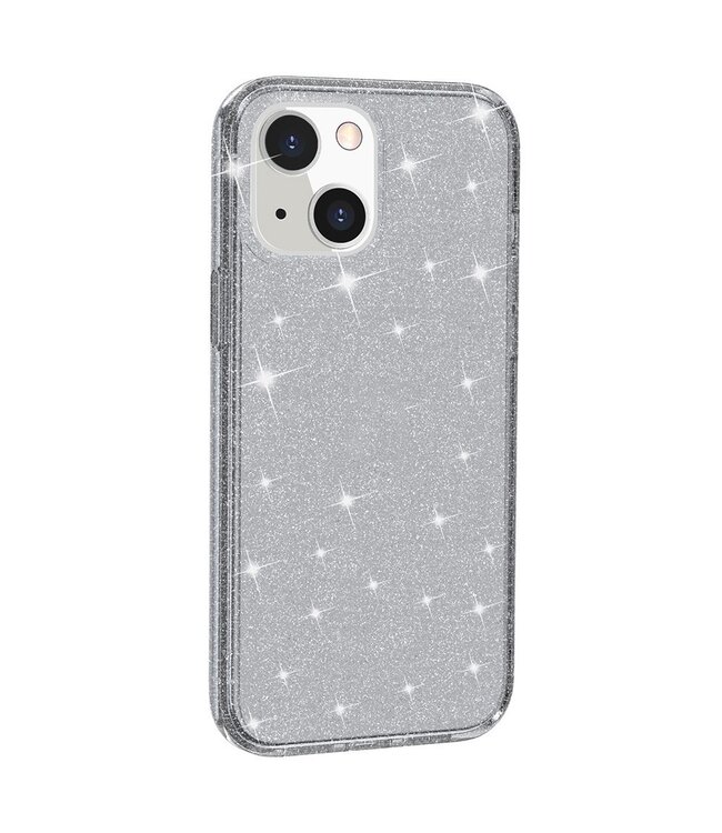 Transparant Zwart Glitter Hybrid Hoesje voor de iPhone 13