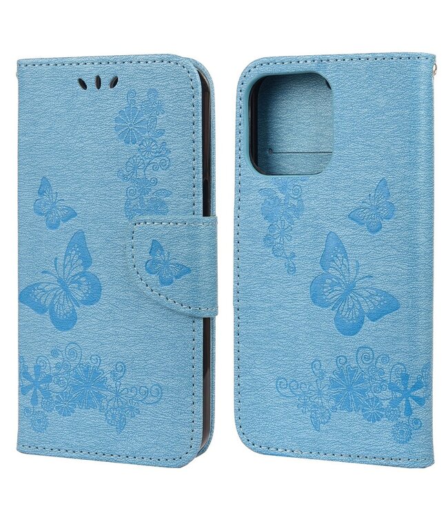 Blauw Vlinder Bookcase Hoesje voor de iPhone 13