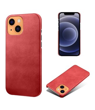 Ksq Rood Faux Lederen Hoesje iPhone 13