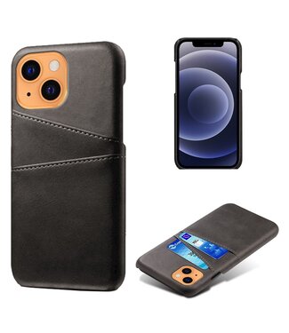 Ksq Zwart Faux Lederen Hardcase Hoesje iPhone 13