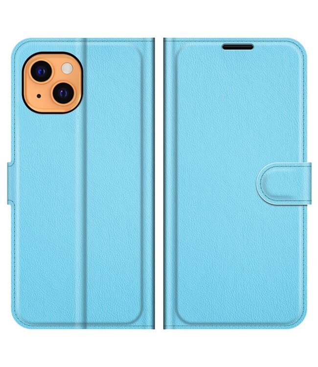 Blauw Lychee Bookcase Hoesje voor de iPhone 13