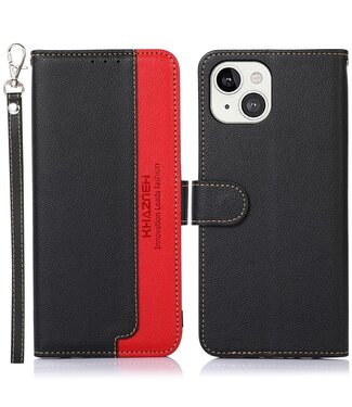 Khazneh Zwart / Rood Bookcase Hoesje iPhone 13