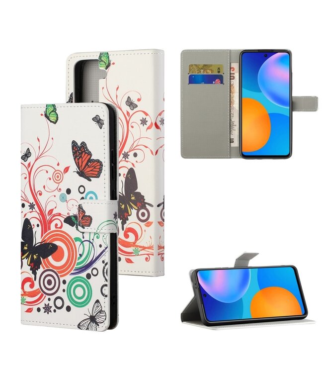 Patronen Met Vlinders Bookcase Hoesje voor de Samsung Galaxy S21