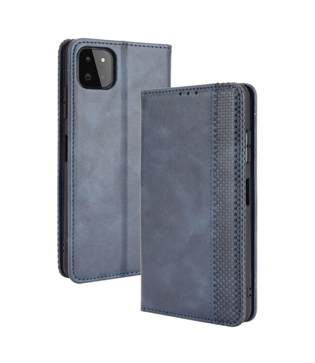 Blauw Vintage Bookcase Hoesje voor de Samsung Galaxy A22 (5G)