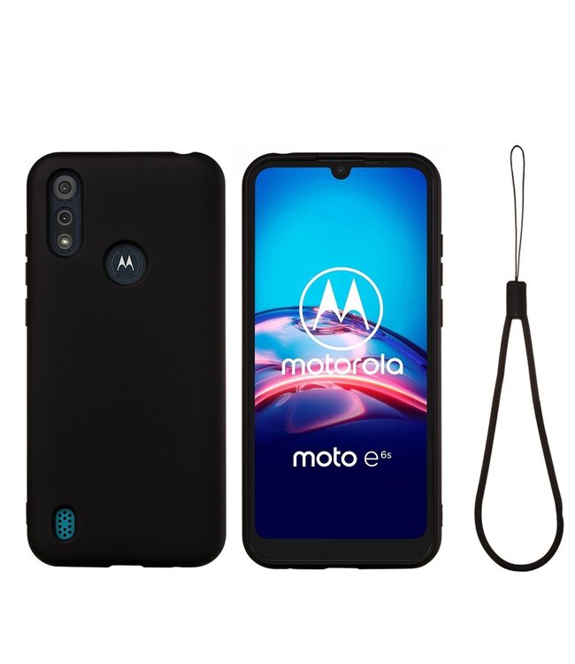 Zwart Bandje Siliconen Hoesje voor de Motorola Moto E6s (2020)