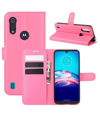 Roze Lychee Bookcase Hoesje Motorola Moto E6s (2020)