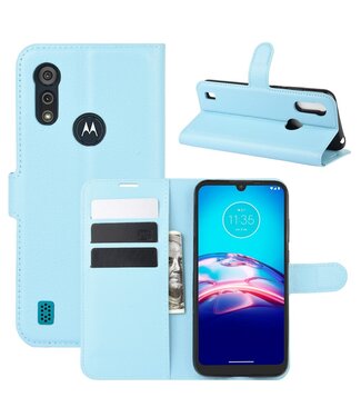 Blauw Lychee Bookcase Hoesje Motorola Moto E6s (2020)