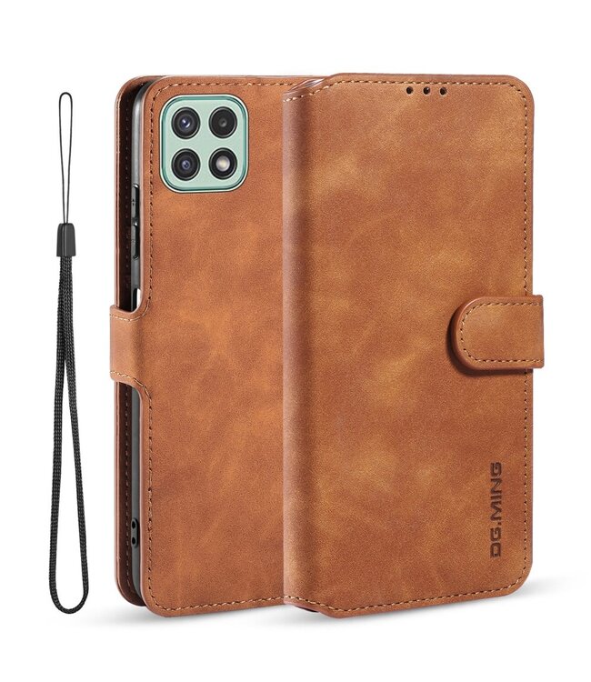 DG.Ming Bruin Retro Faux Lederen Hoesje voor de Samsung Galaxy A22 (5G)