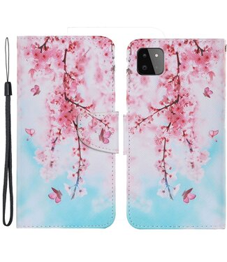 Roze Bloemen Bookcase Hoesje Samsung Galaxy A22 (5G)