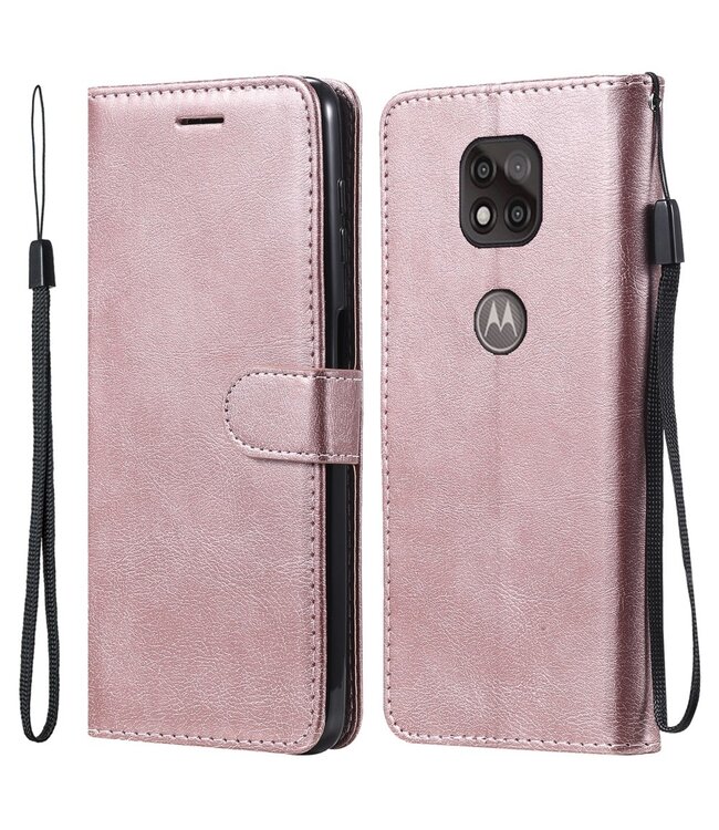 Rosegoud Bookcase Hoesje voor de Motorola Moto G Power (2021)