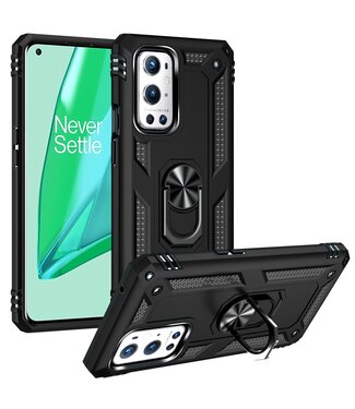 Zwart Armor Kickstand Hardcase Hoesje OnePlus 9 Pro