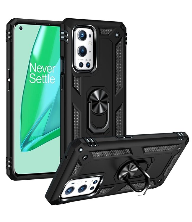 Zwart Armor Kickstand Hardcase Hoesje voor de OnePlus 9 Pro