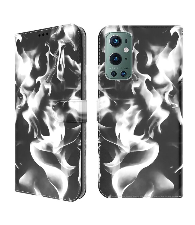 Zwart Mist Bookcase Hoesje voor de OnePlus 9 Pro