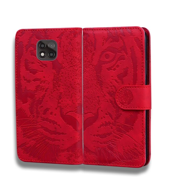 Rood Tijger Bookcase Hoesje voor de Motorola Moto G Power (2021)