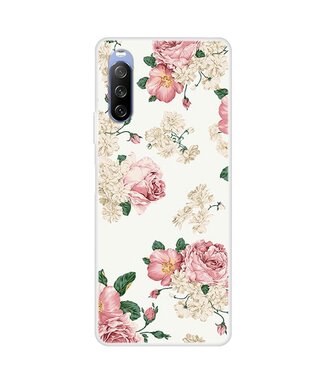 Witte Bloemen TPU Hoesje Sony Xperia 10 III