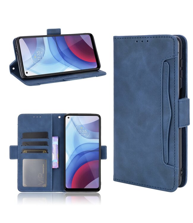 Blauw Pasjeshouder Bookcase Hoesje voor de Motorola Moto G Power (2021)