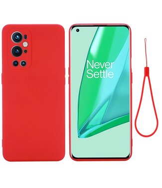 Rood Bandje Siliconen Hoesje OnePlus 9 Pro