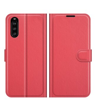 Rood Lychee Wallet Bookcase Hoesje Sony Xperia 10 III