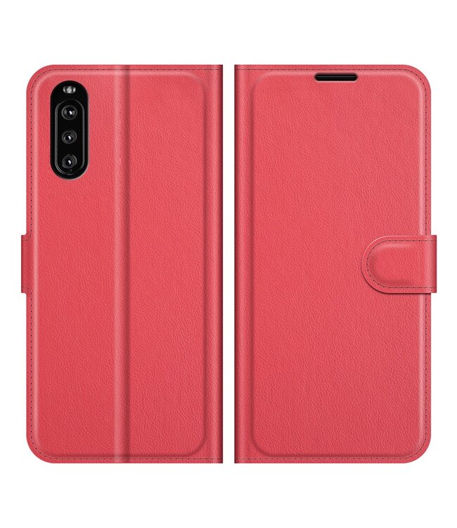 Rood Lychee Wallet Bookcase Hoesje voor de Sony Xperia 10 III